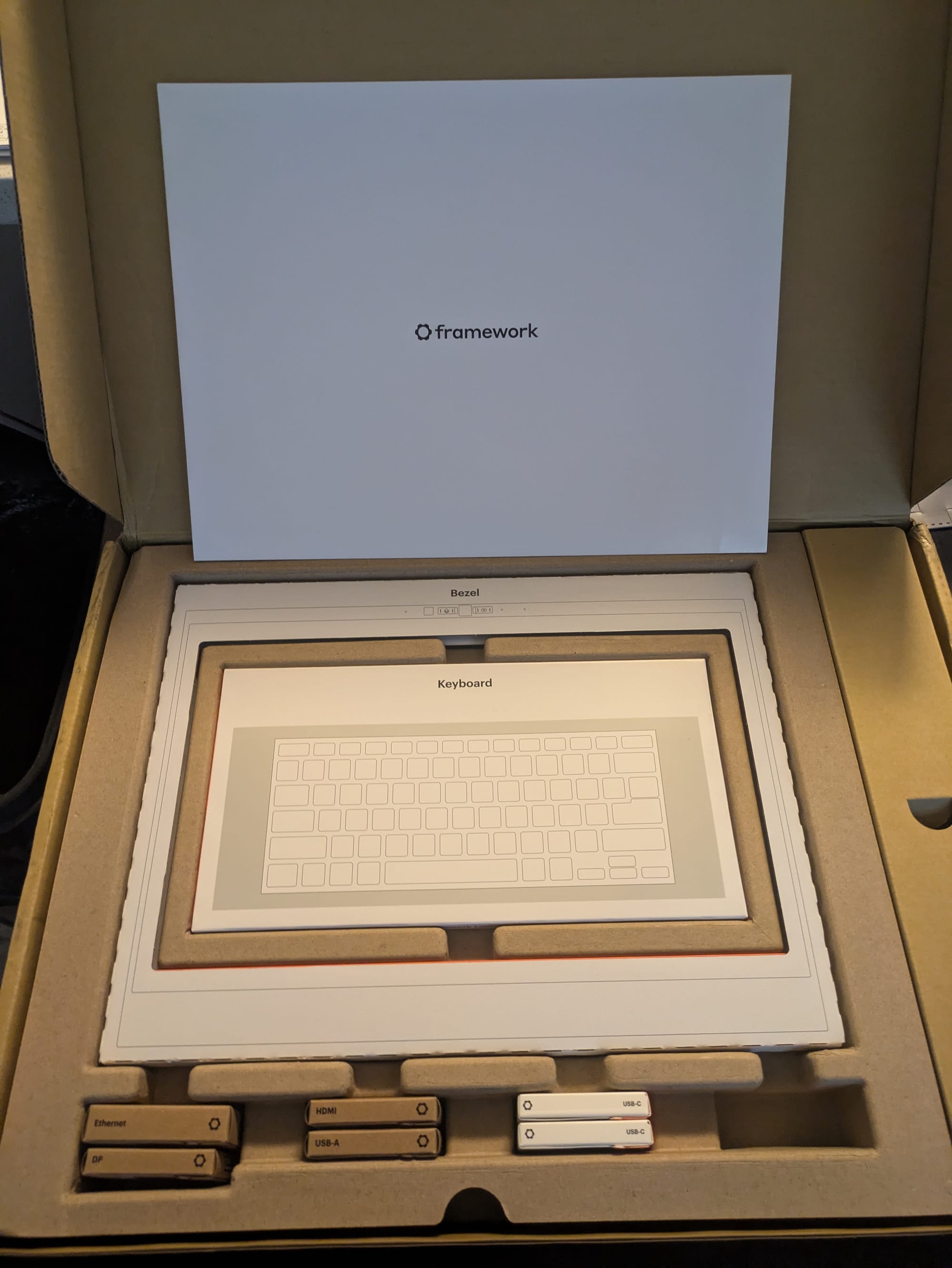 Photo of a Framework laptop during setup