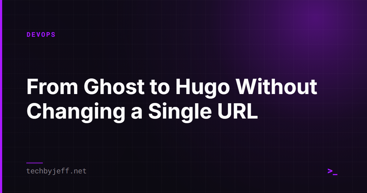 Title card: Moving This Blog From Ghost to Hugo Without Changing a Single Post URL