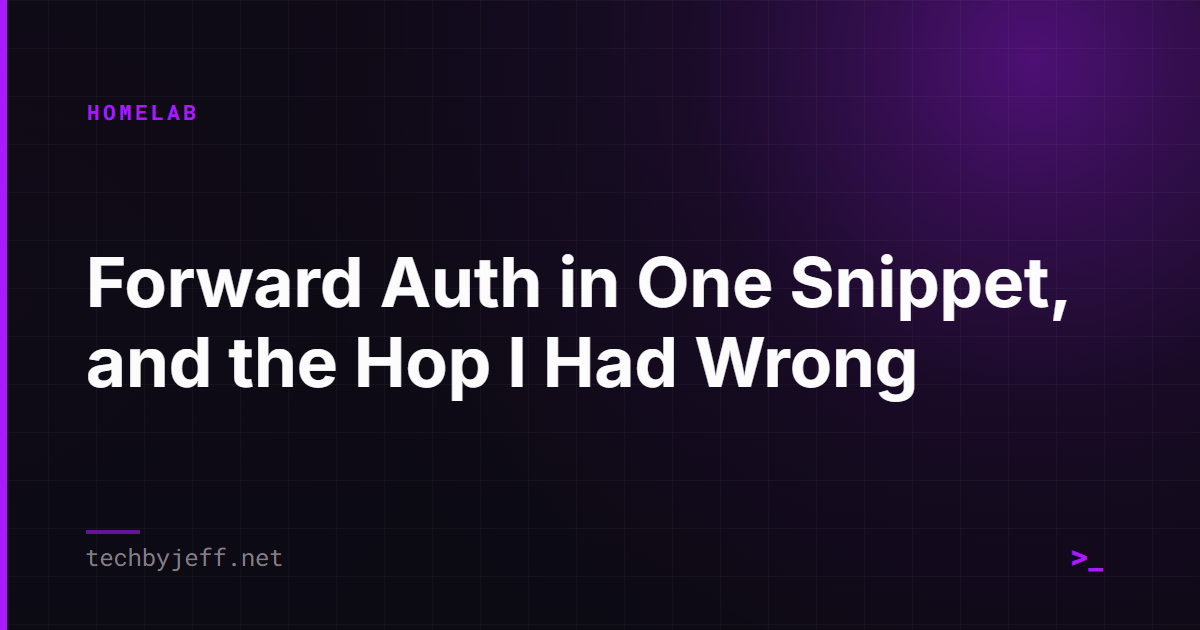 Title card: Forward Auth in One Snippet, and the Hop I Had Wrong