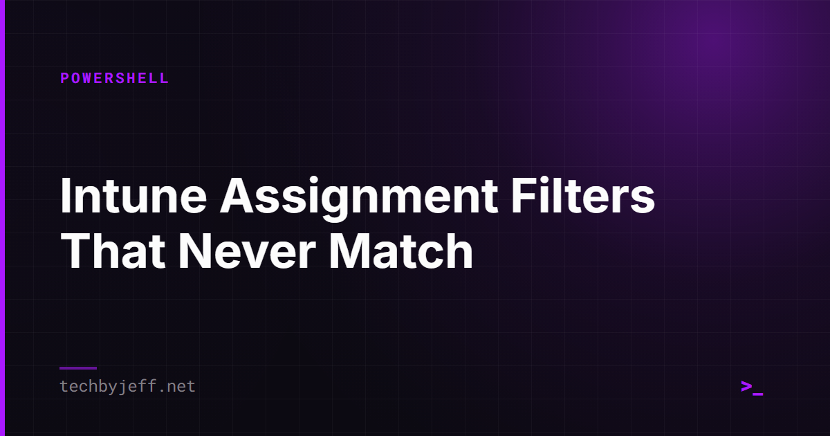 Title card: Intune Assignment Filters That Never Match