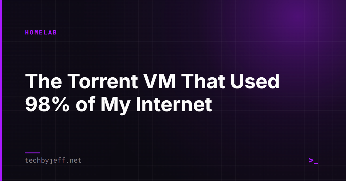 Title card: The Torrent VM That Used 98% of My Internet